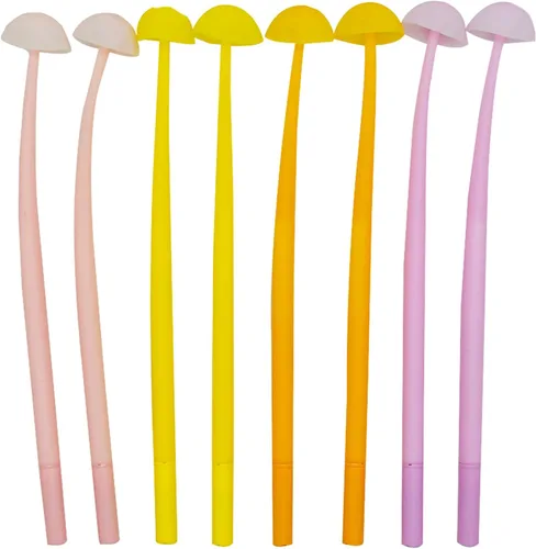Miniatura 7 de Maydahui 20 bolígrafos de punta redonda con forma de hongo de silicona suave, flexible, de gel negro, con forma de medusa, para suministros