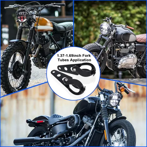 Miniatura 4 de MOVOTOR - Faro delantero para motocicleta, 7 pulgadas, con abrazadera de soporte, fondo rojo, luz blanca DRL, luz alta y baja, para motocicleta