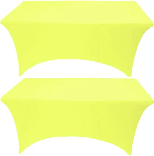 Miniatura 8 de Paquete de 2 manteles de elastano elásticos de elastano verde cazador de 4 pies para mesas rectangulares, eventos, bodas, banquetes y fiestas