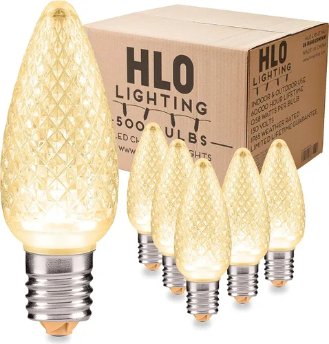 Miniatura 20 de HLO Lighting Juego de 25 bombillas LED de Navidad C9 de color blanco cálido para uso en interiores y exteriores Bombilla de repuesto duradera