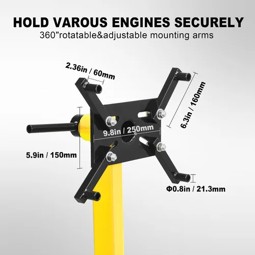 Miniatura 5 de YELLOW JACKET Soporte de motor, soporte de motor giratorio con bandeja de herramientas, brazos ajustables de 360 grados, ruedas giratorias