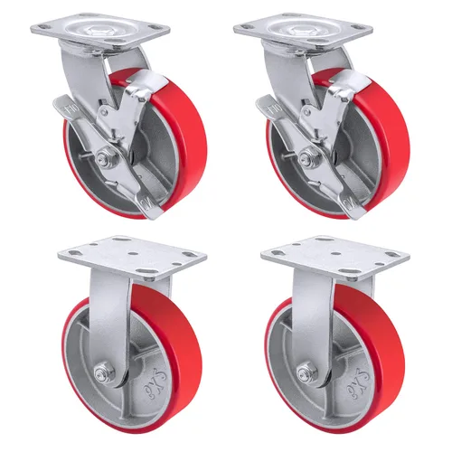 Miniatura 11 de Ruedas resistentes de 6 x 2 pulgadas, ruedas industriales de poliuretano con fuerte capacidad de carga de 1200 libras, ruedas rígidas, ampliamente