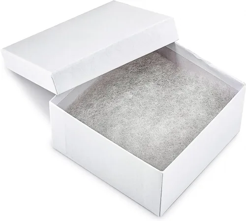 Miniatura 13 de TheDisplayGuys - Paquete de 25 cajas de cartón rellenas de algodón #10 para joyas, color blanco mate (1.9 x 1.3 x 0.7 pulgadas), para envío