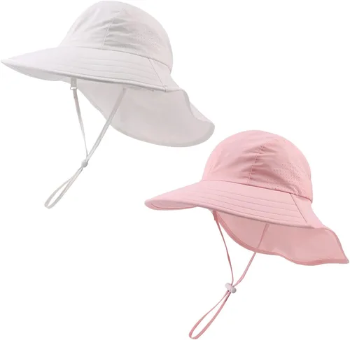 Miniatura 74 de Sombrero de verano para niños pequeños con solapa para el cuello, impermeable, sombrero de natación para niños, protección UV, sombrero de playa