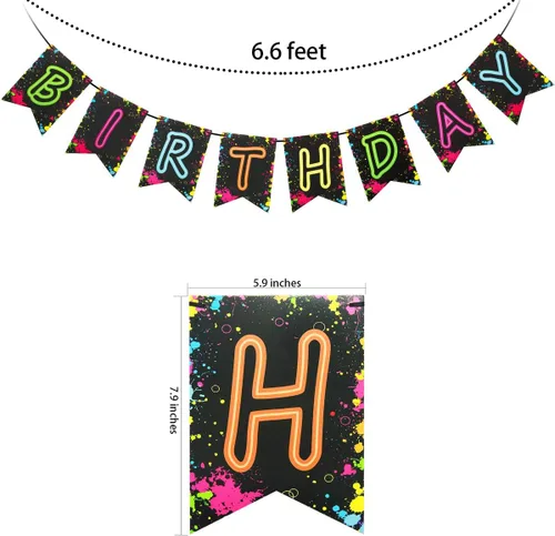 Miniatura 4 de Decoración de cartel de feliz cumpleaños para fiesta brillante (ya montado), pancarta de cumpleaños de los años 80, decoraciones de fiesta que