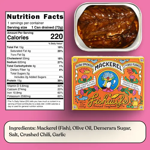 Miniatura 6 de Fishwife Spicy Hot Trio (FBJ Salmon, Mackerel, Sardinas con pimiento picante), paquete de 3 Sin gluten, alto en proteínas, omega-3 capturado