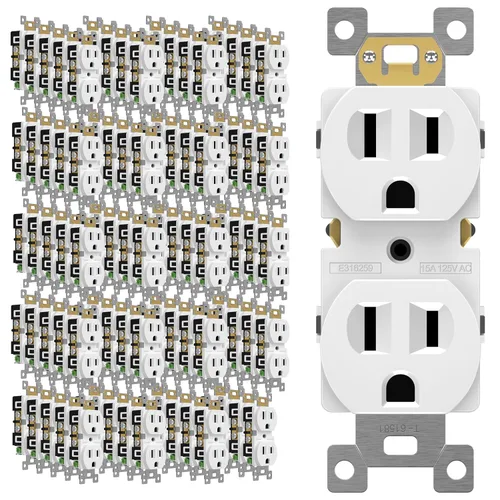 Miniatura 18 de ENERLITES Toma de corriente dúplex, tomacorrientes eléctricos de pared resistentes a manipulaciones, grado residencial, 3 cables, autoconexión a