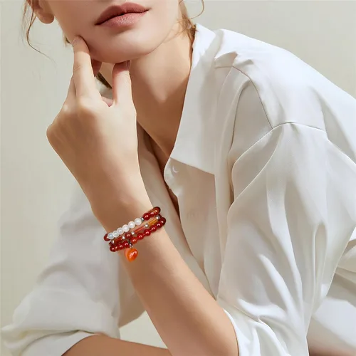 Miniatura 2 de Vinswet Pulseras de cuentas de cristal curativo para mujer, pulsera de piedras preciosas de piedra lunar de amatista natural, para aliviar
