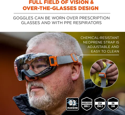 Miniatura 2 de Ergodyne Skullerz MODI - Gafas de seguridad protectoras OTG, ventilación indirecta, antiniebla, resistentes a los arañazos