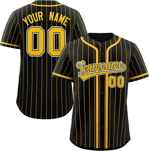 Miniatura 14 de Camiseta de béisbol de rayas finas personalizada hipster hip hop, camisetas deportivas con nombre y número del equipo personalizado para hombres