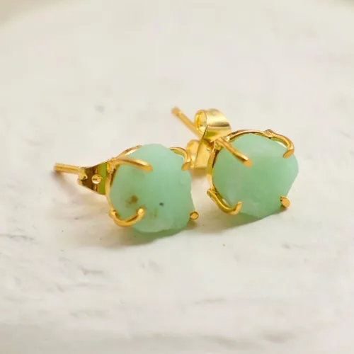Miniatura 92 de Gempires Natural Raw Prong Setting Stud Earrings, 8-10 mm Crystals Earring, Handmade Jewelry, Gift for Her