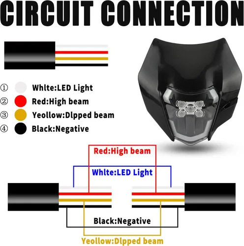 Miniatura 4 de Faro delantero LED para Dirt Bike, kit de lámpara de cabeza universal para motocicletas compatible con Motocross, Pit Bike, Enduro, ATV, Supermoto
