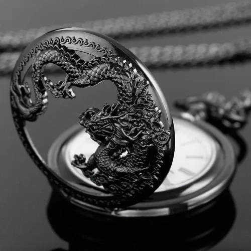 Miniatura 3 de Alwesam Engraved Pattern Design Quartz Pocket Watch RomanArabic Numerals for Birthdays Xmas Best Gifts