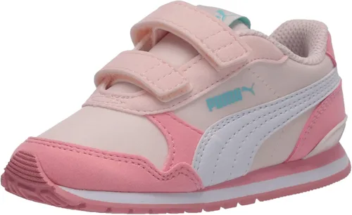 PUMA - Tenis deportivos Carson 2 unisex con malla metálica y velcro, color negro y dorado, talla 4 para niños pequeños