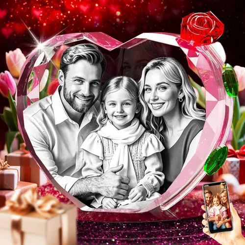 Miniatura 11 de QPCBEBY Foto de cristal 3D con rosa de cristal rojo, regalos personalizados para el día de la madre para mamá, esposa, mujer, ella, novia, pareja