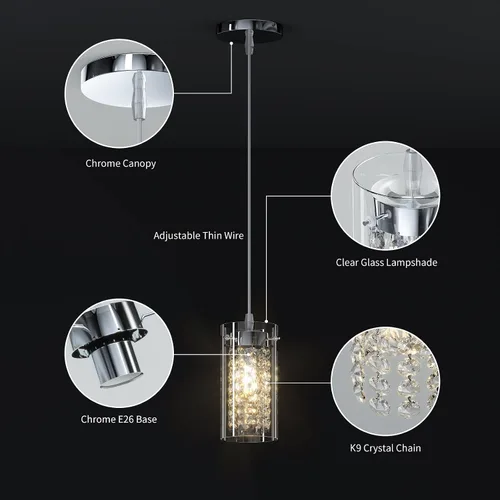 Miniatura 4 de baunoisk Mini lámparas colgantes de cristal, lámpara colgante pequeña, moderna de cristal, isla de cocina, paquete de 3 luces colgantes para cocina
