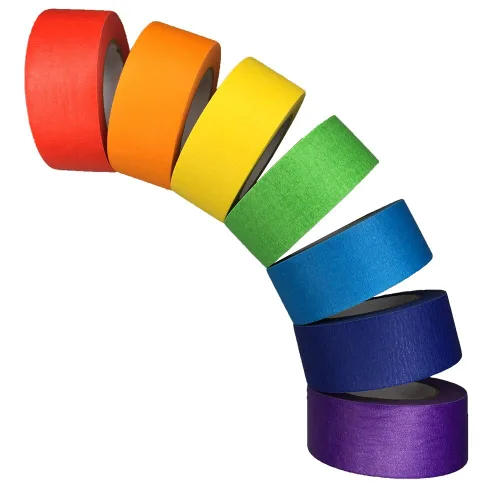 SIMON&ISAAC Cinta de Enmascarar de Colores Cinta de Pintores de Colores 1 pulgada de Ancho Cinta Adhesiva Papel Texturizado 7 Rollos 14 Yardas×1