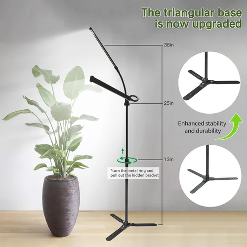 Miniatura 9 de Luces de cultivo profesionales para plantas de interior, espectro completo 2026 Upgrade,162 LEDs, Height Adjustable 13-38", 3 Spectrum Modes,10