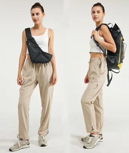 Miniatura 4 de Women's Hiking Pants Quick Dry Lightweight Water Resistant Cargo Pants Elastic Waist Cargo Athletic Pants for All Seasons