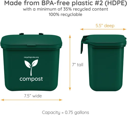 Miniatura 5 de Pequeño contenedor de compost verde para colgar en el contenedor de basura de cocina