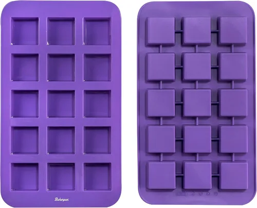Miniatura 2 de Bakerpan Sartén de silicona para brownie con divisores, juego de 2 moldes para mordeduras de brownie, 15 cavidades de 1.5 pulgadas para chocolate