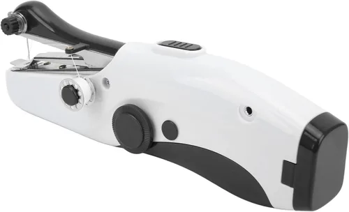 Máquina de coser portátil de mano, máquina de coser a mano, mini máquina de coser eléctrica de doble aguja para hacer manualidades u objetos