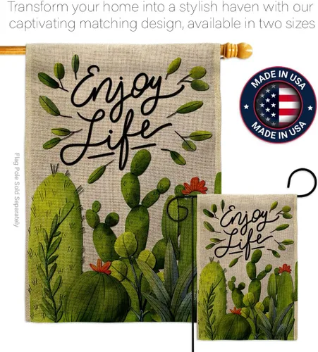 Miniatura 4 de Breeze Decor Cactus Life - Juego de bandera de arpillera para jardín, colgador de pared regional, suroeste, desierto, país, suculentas, área