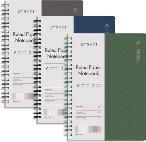 Miniatura 11 de EMSHOI Cuaderno de espiral de papel cuadriculado de 7.48 x 10.15 pulgadas, paquete de 2 cuadernos de 320 páginas B5 con notas adhesivas, papel