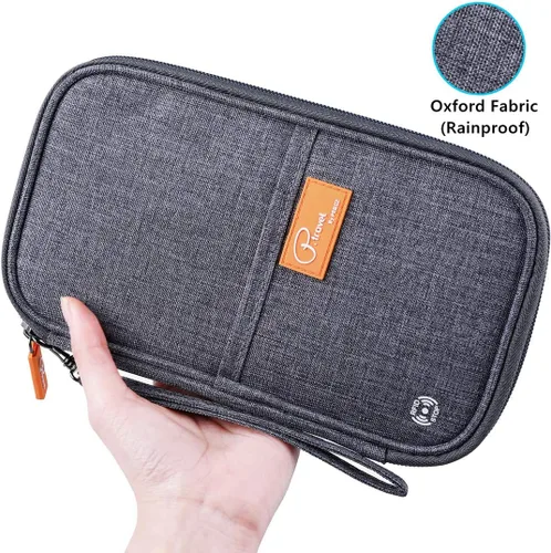 Miniatura 20 de VanFn Cartera RFID para pasaporte de viaje, soporte para pasaporte familiar, organizador de documentos de viaje serie P.Travel (nailon, gris)