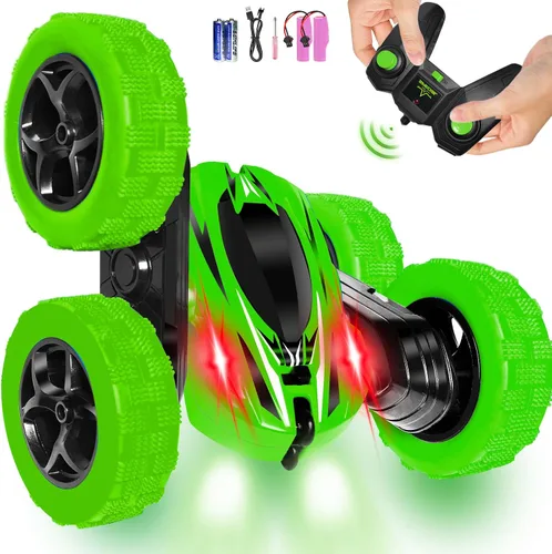 Miniatura 13 de FREE TO FLY Automóvil de control remoto para niños: coches RC de voltereta 360 2.4Ghz, coche de acrobacias giratorio de doble cara para niños de 6 a