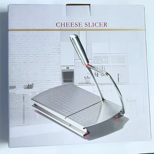 Miniatura 9 de Rebanador de queso con 2 piezas de cuchillo de queso, cortador de queso multiusos de acero inoxidable para queso en bloque con juego de 2 piezas