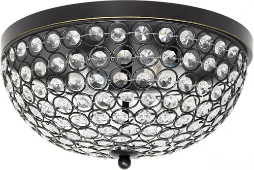 Miniatura 11 de Elegant Designs FM1000-CHR Elipse Crystal - Accesorio de montaje empotrado de techo en forma de cuenco de metal moderno de 13 pulgadas, cromado Cromo