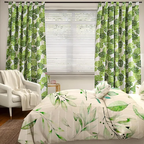 Miniatura 3 de BROSHAN Cortinas blancas y verdes para dormitorio, cortinas de ventana de hojas de plantas tropicales, 2 paneles de 78 pulgadas de largo, cortinas