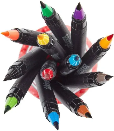 Miniatura 6 de KINGART, Juego de 12 bolígrafos de pincel real de colores únicos, 12 piezas surtidas 12 colores ricos