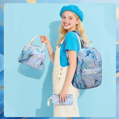 Miniatura 2 de BLUBOON Mochila escolar para niñas y adolescentes con lonchera y estuche para lápices compartimento para computadora portátil, mochila casual