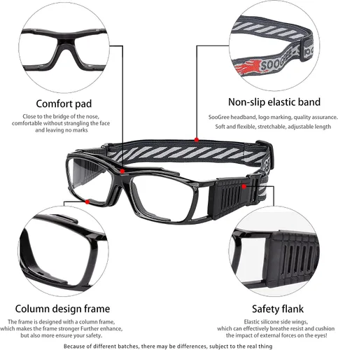 Miniatura 4 de SooGree Sports Goggles Racquetball Glassess Basketball Football Soccer Goggles for Men & Women Adjustable Strap