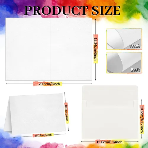 Miniatura 2 de CXIIPOL 60 juegos de tarjetas de papel plegables de acuarela con sobres, tarjetas de papel de acuarela de 4 x 6 pulgadas, postales de acuarela
