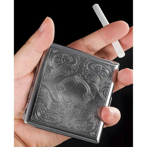 Miniatura 5 de 2 fundas de cigarrillos estilo victoriano de metal para tarjetas de crédito regular, retro, bolsillo de seguridad, capacidad para 20 palitos