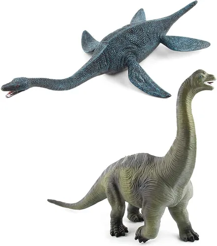 EOIVSH Paquete de 2 figuras de dinosaurio grandes, braquiosaurio y plesiosaurio, juego de dinosaurios realistas gigantes, regalos de fiesta, regalo