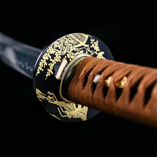 Miniatura 9 de Handforged Samurai Katana Sword - Damascus/1060/1095 High Carbon Steel, Full Tang, Iron Tsuba, Solid Wood Saya - Real Functional Sharp Blade for