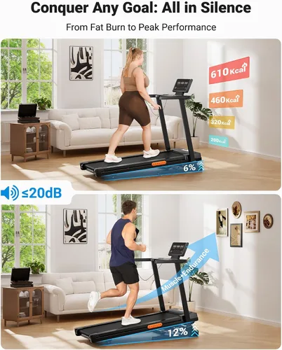 Miniatura 3 de THERUN Treadmill with Incline, Incline Treadmill, Brushless Motorized Treadmills for Quiet Running Naranja claro