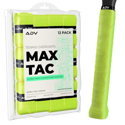 Miniatura 15 de ADV MaxTac Tacky Tennis Overgrip - Paquete de 6 Empuñaduras de Tenis Antideslizantes Extremadamente Pegajosas Overgrip - Cinta de Agarre