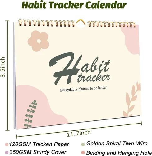 Miniatura 3 de Calendario de seguimiento de hábitos – 12 meses sin fecha, seguimiento diario de objetivos y hábitos, planificador de hábitos con encuadernación