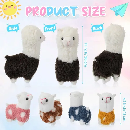 Miniatura 2 de Civaner Animal de peluche de llama con 4 peluches de llama bebé, lindo juego de peluche de alpaca suave Kawaii para niños y niñas, graduación, Marrón