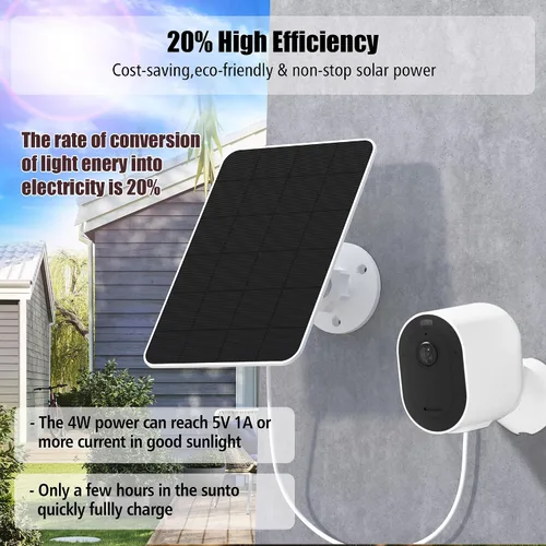 Miniatura 4 de Cargador de panel solar compatible con Arlo Pro 3/Pro 4/Pro 5S/Pro 3 Floodlight/Ultra/Ultra2, carga de paneles solares de 5 V 4 W, IP66 resistente a