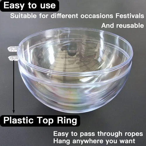 Miniatura 5 de Jishi Paquete de 10 adornos de Navidad de plástico transparente para manualidades, bolas de adornos de Navidad DIY rellenables de 2.36 pulgadas