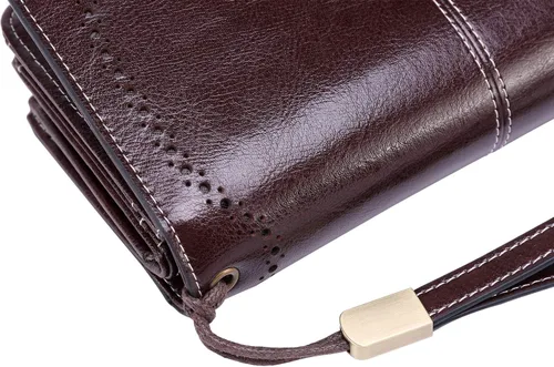 Miniatura 6 de KELEEL Cartera de cuero genuino con bloqueo RFID para mujer, Coffee), BCPLW2