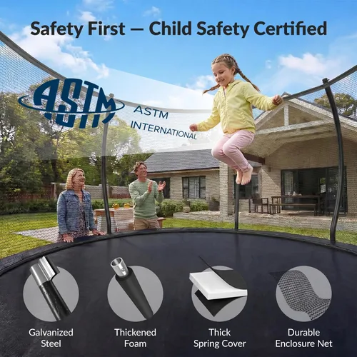 Miniatura 4 de ACWARMHOME Trampoline Outdoor 16FT 15FT 14FT 12FT 10FT 8FT with Enclosure, Non-Slip Ladder & Anti-Rust Coated Frame, Backyard Large Recreational