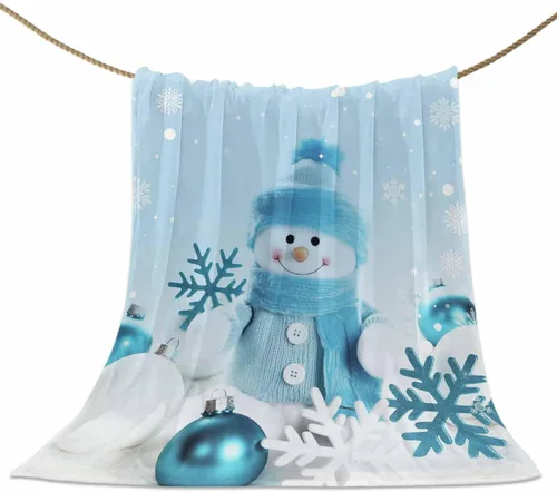 Miniatura 63 de Mantas de Tiro de Muñeco de Nieve de Navidad, Manta de Vellón Suave de Vacaciones de Invierno Decorativa para Hogar Sofá Sillón Silla Sala de Estar