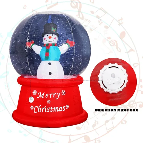 Miniatura 6 de Beyond Your Thoughts Globo de nieve inflable de Navidad de 6 pies con muñeco de nieve de música, soplador de aire con luz LED brillante, decoración